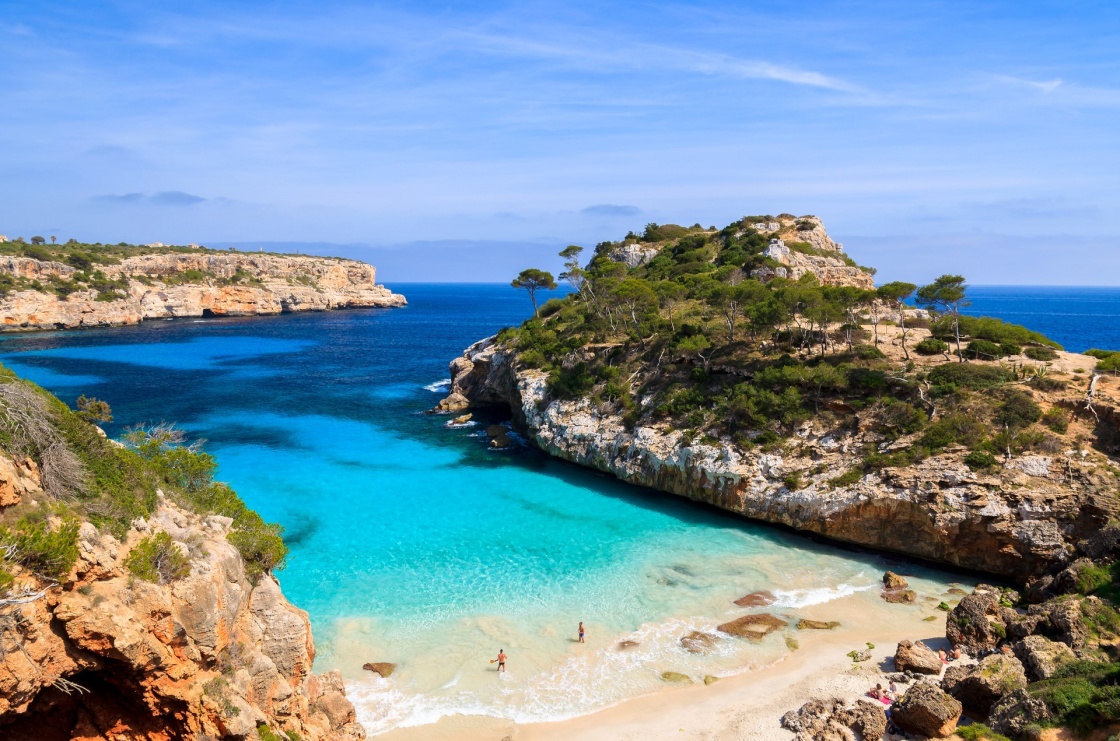 'Beautiful beach bay azure sea water, Cala des Moro, Majorca island, Spain' - Balearic Islands